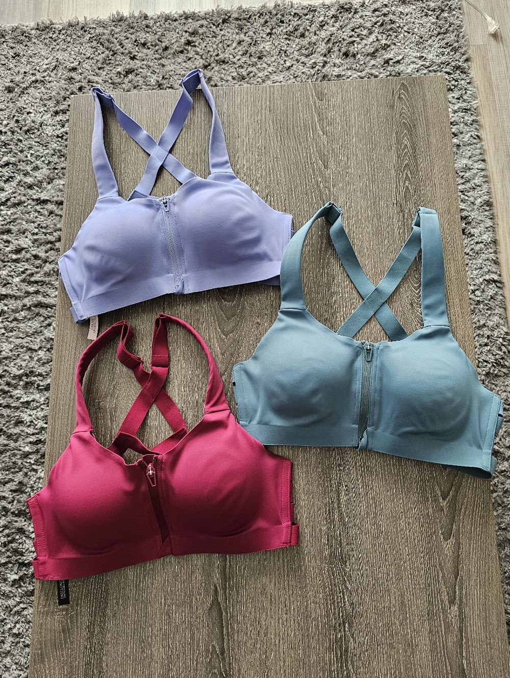Front Zip Knockout Victoria Secret Sport Bras Strappy Back 32C Set Of 3
